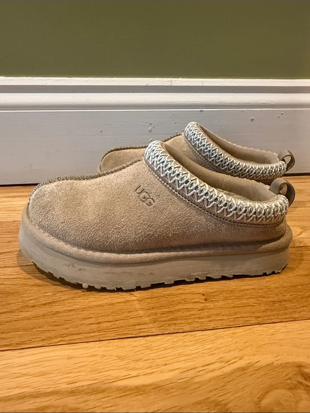 UGG Kids Slip-On Suede Clog in Taupe